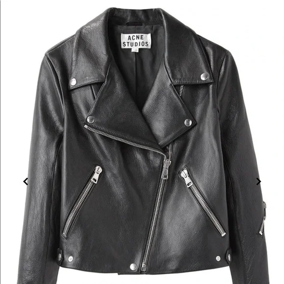 Acne Studios Black Leather Rita Jacket size 34 - Picture 2 of 15